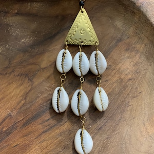 Brass and cowrie 3 tier earrings