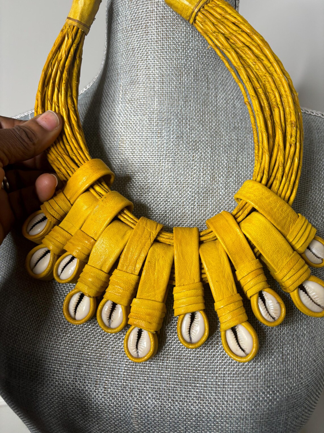 Mustard Leather and Cowrie Shells - Etsy