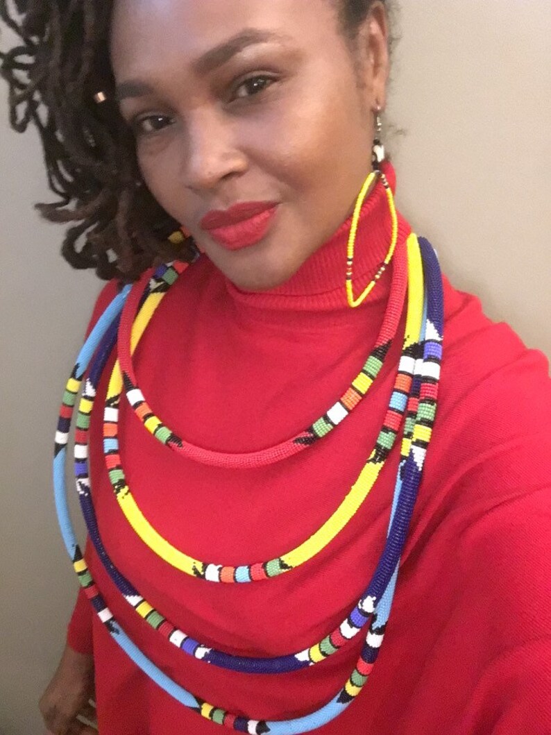 4 Strand layered beaded massai neckpiece