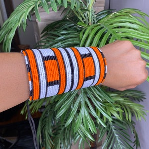 Cuff “Mamba Long Unisex leather beaded cuff”