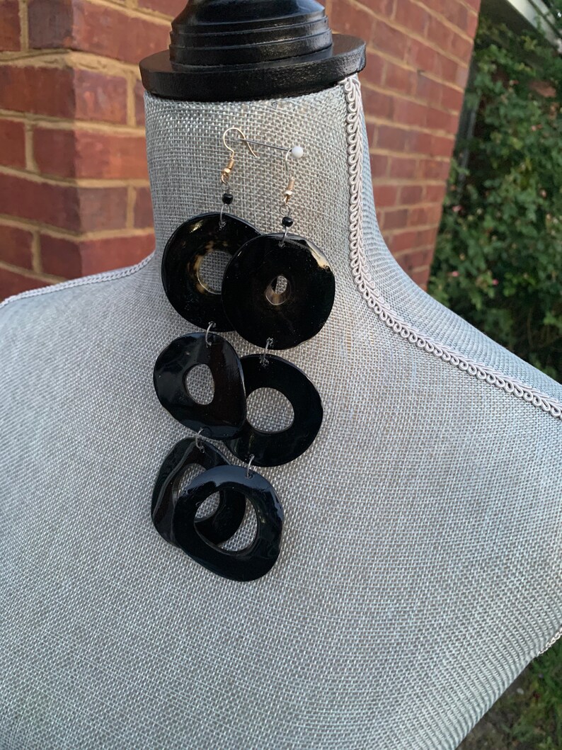 Black horn earrings