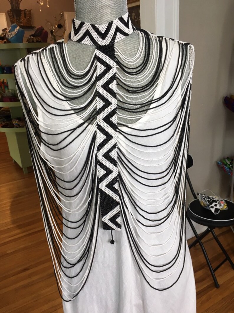 Black /& white Beaded bodychain