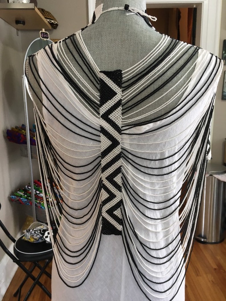 Black /& white Beaded bodychain