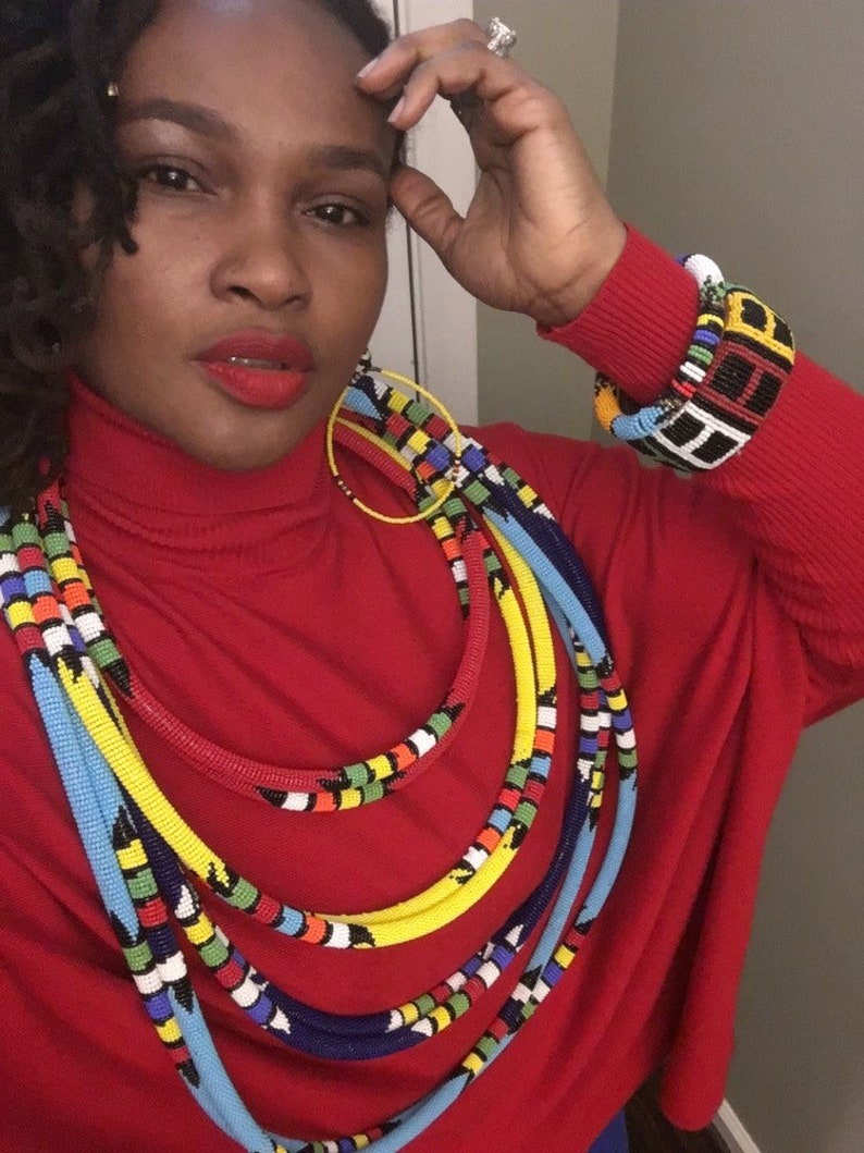 4 Strand layered beaded massai neckpiece