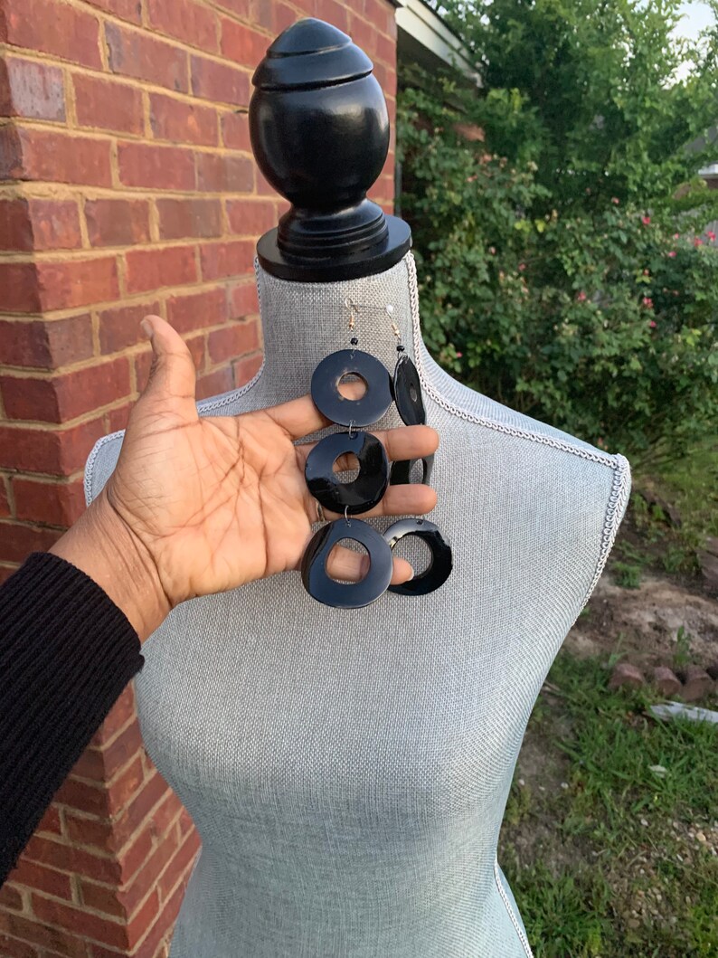 Black horn earrings