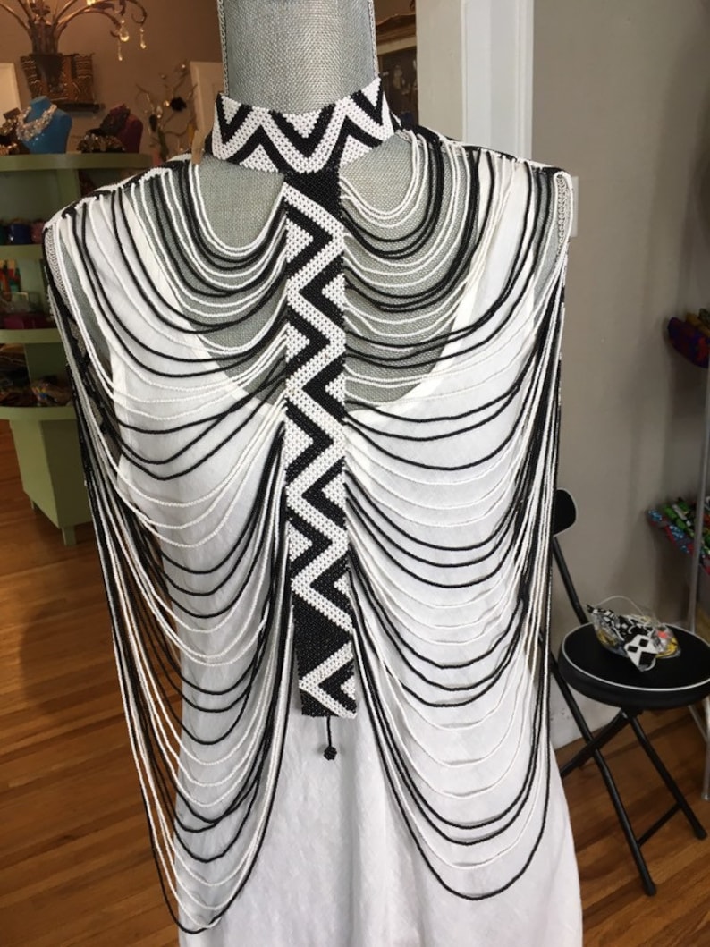 Black /& white Beaded bodychain