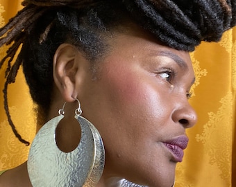 Silver metal “back to back” earrings