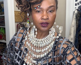 Cowrie shells long Necklace set