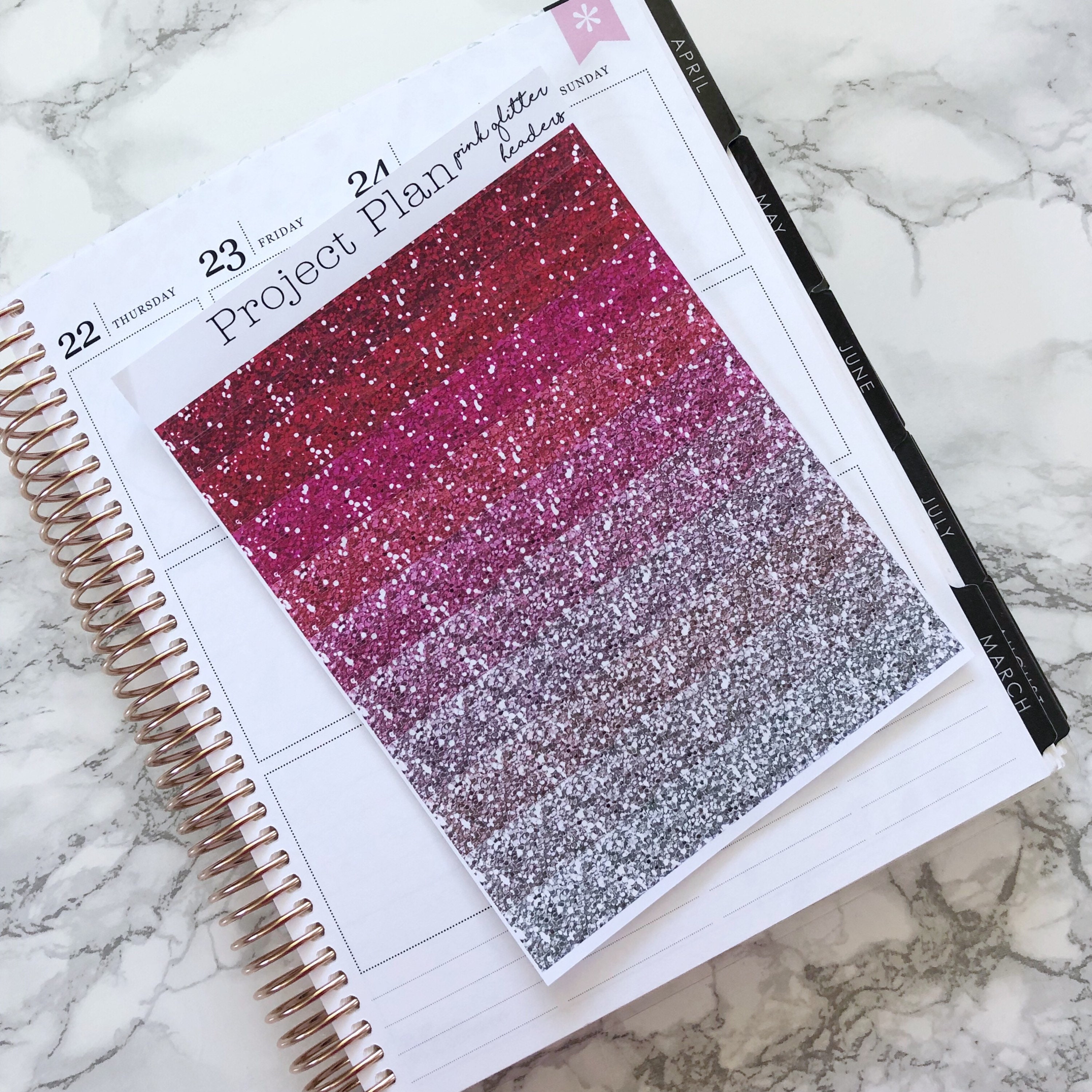 60 Pink Glitter Headers Project Plan Glitter Headers Etsy