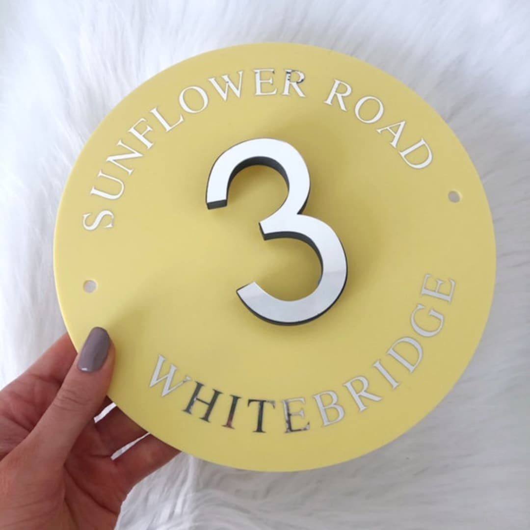 Circle House Number Sign Acrylic Signage, Personalised Sign, Door