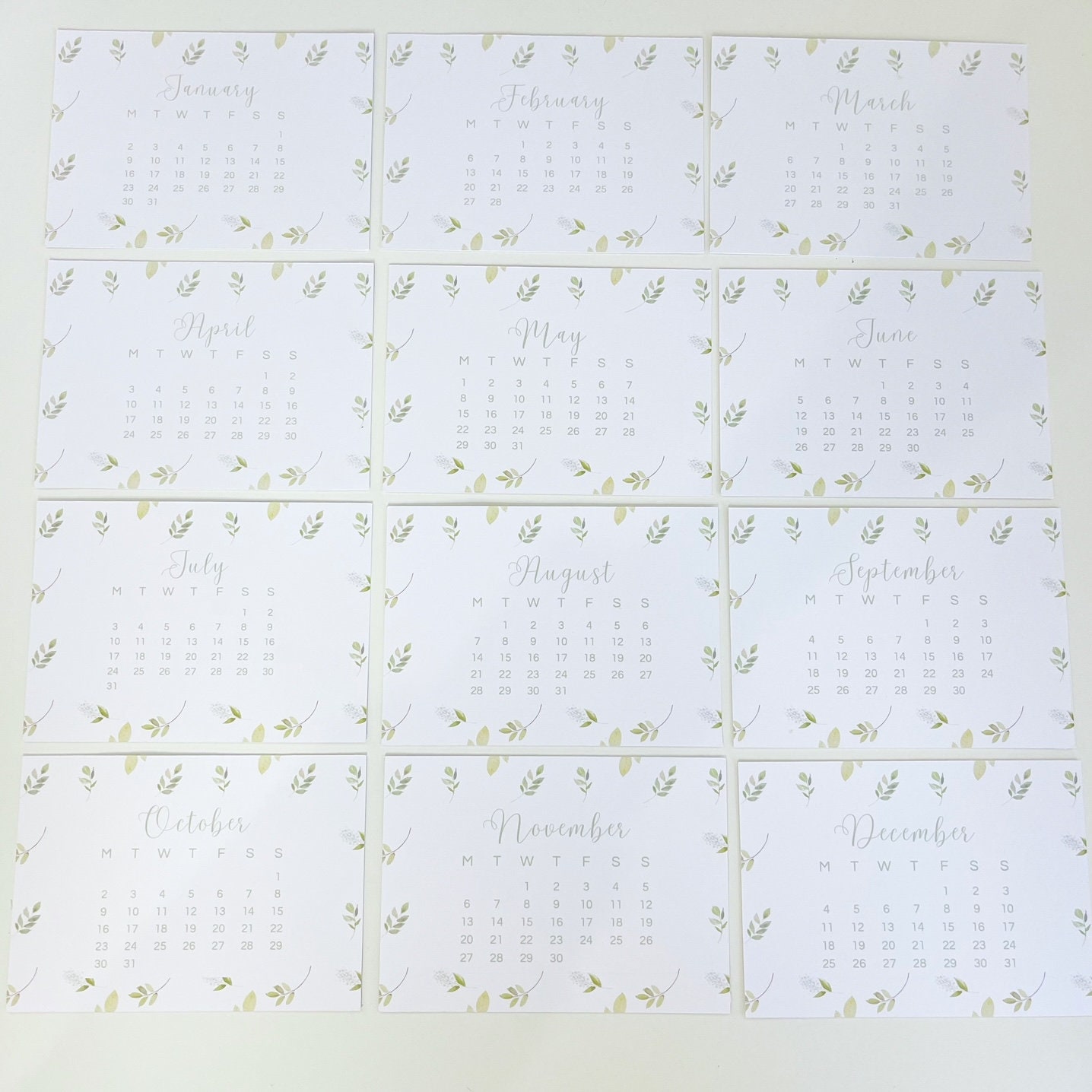 2023 Mini Easel Desk Calendar Botanical Monthly Cards With Etsy UK