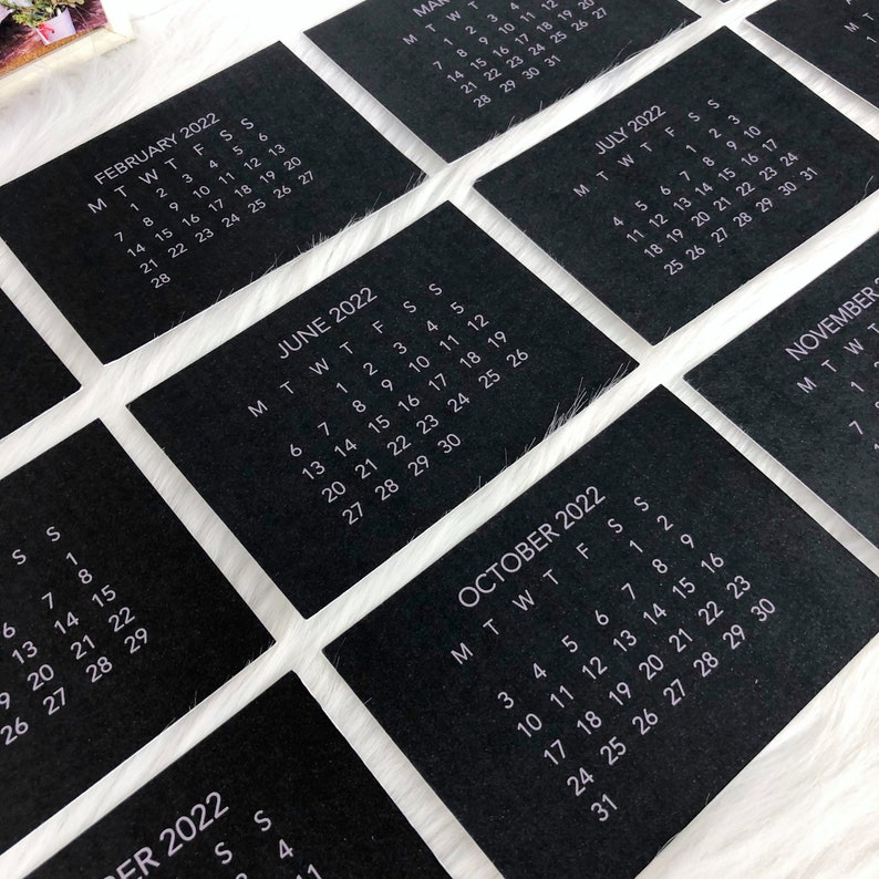 2022 Mini Easel Desk Calendar Black Edition Monthly Cards Etsy