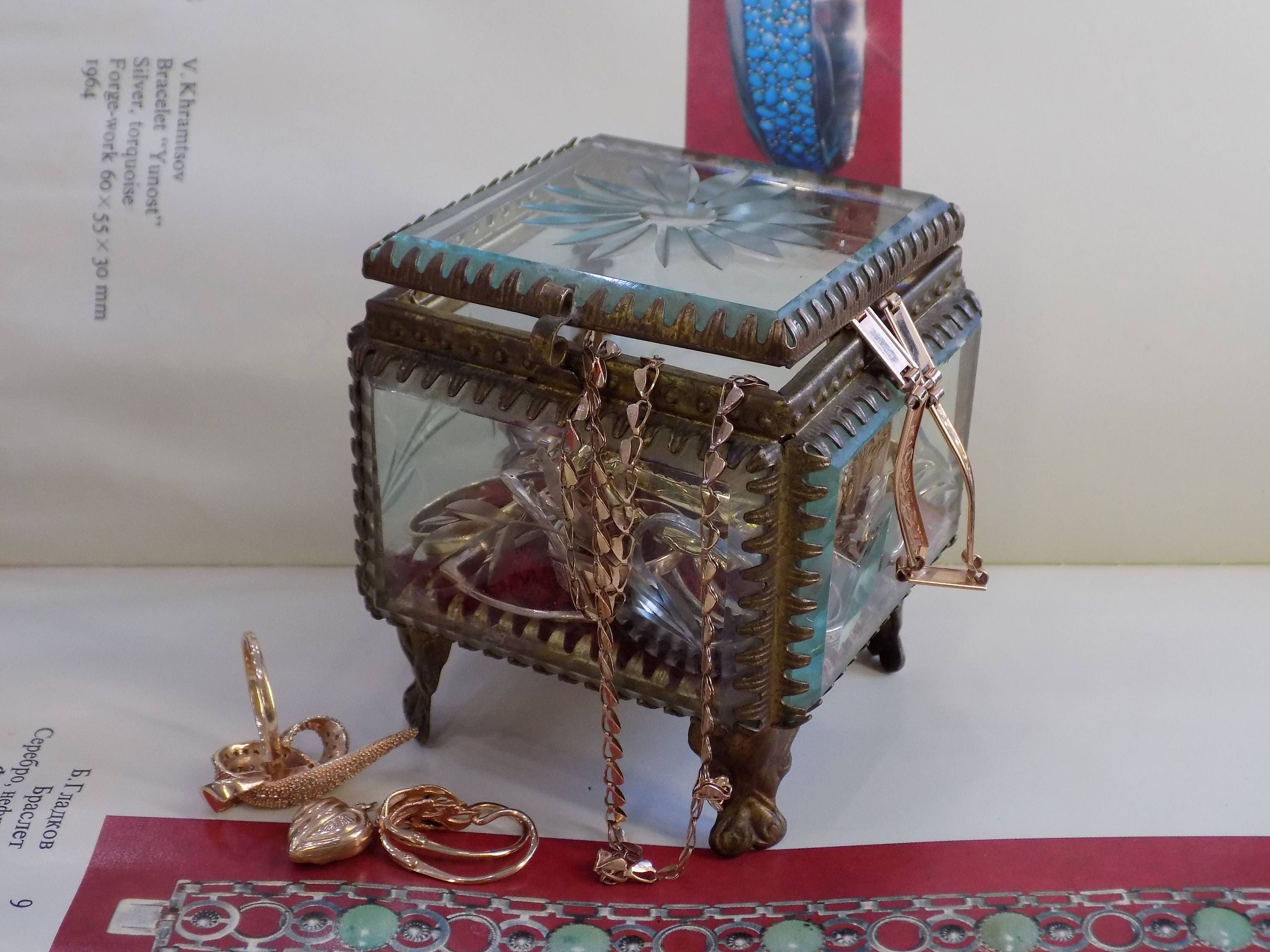 Vintage Glass Jewelry Casket Jewelry Box 1900s' Etsy Australia