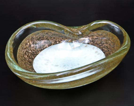 Murano Italy Art Glass Bowl, Ashtray, Freeform Glass Dish