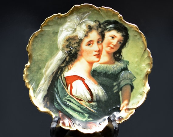 Limoges Porcelaine D'Art Plate, Vigee Lebrun's  Mme Rousseau And Her Daughter