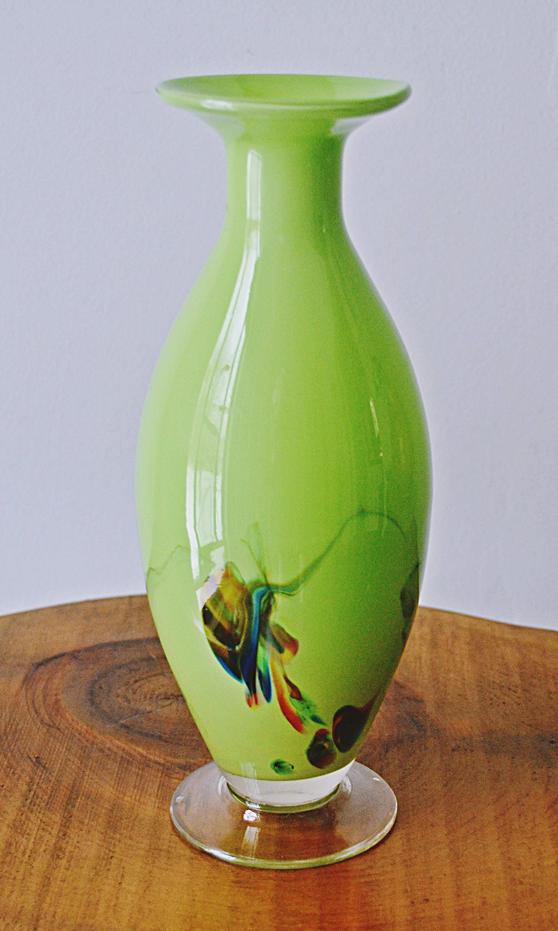 Blown Glass Vase Vintage Green Glass Vase With Abstract il fullxfull 7hb1