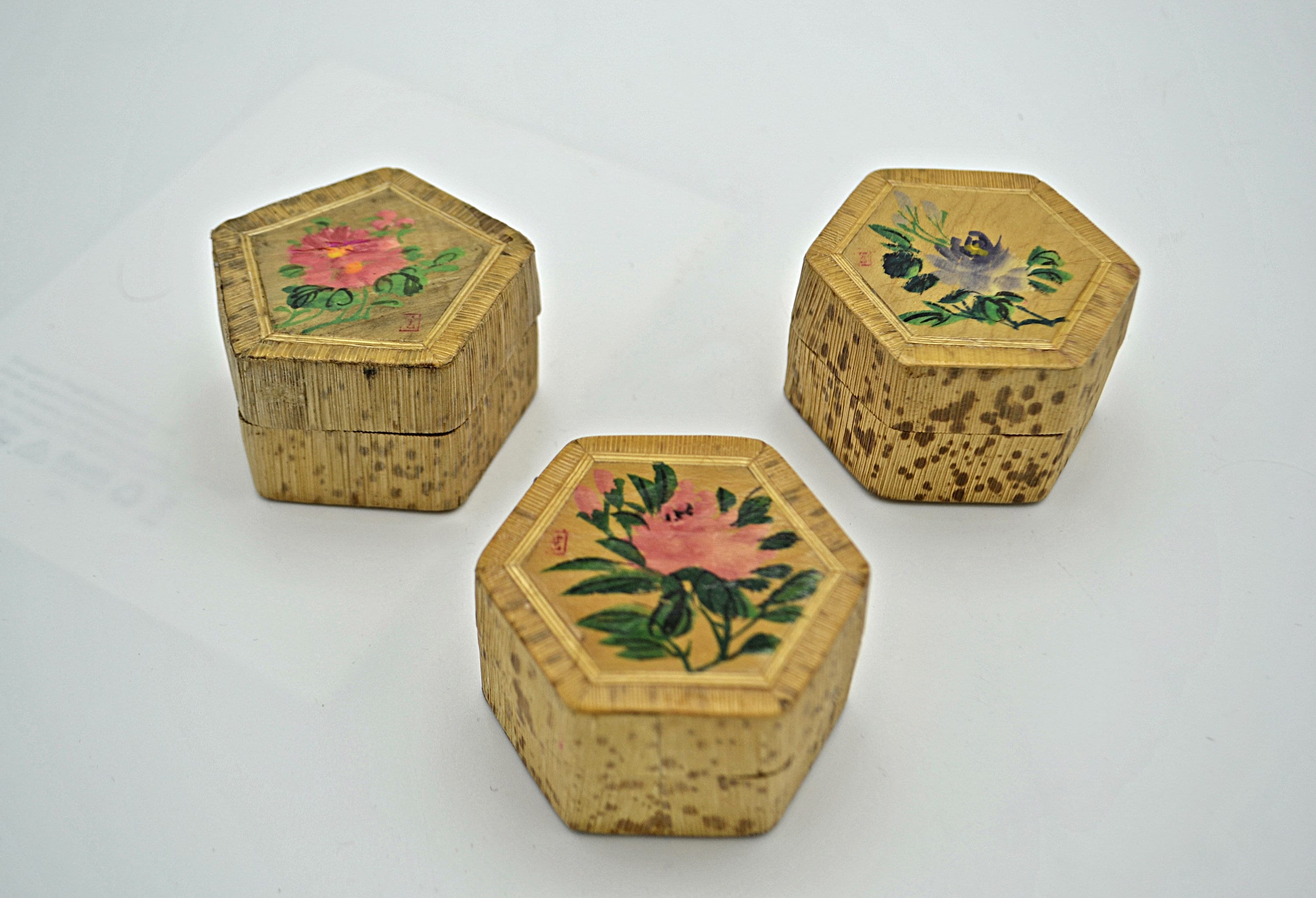 Lined Trinket Box Vintage Bamboo Ring Boxes