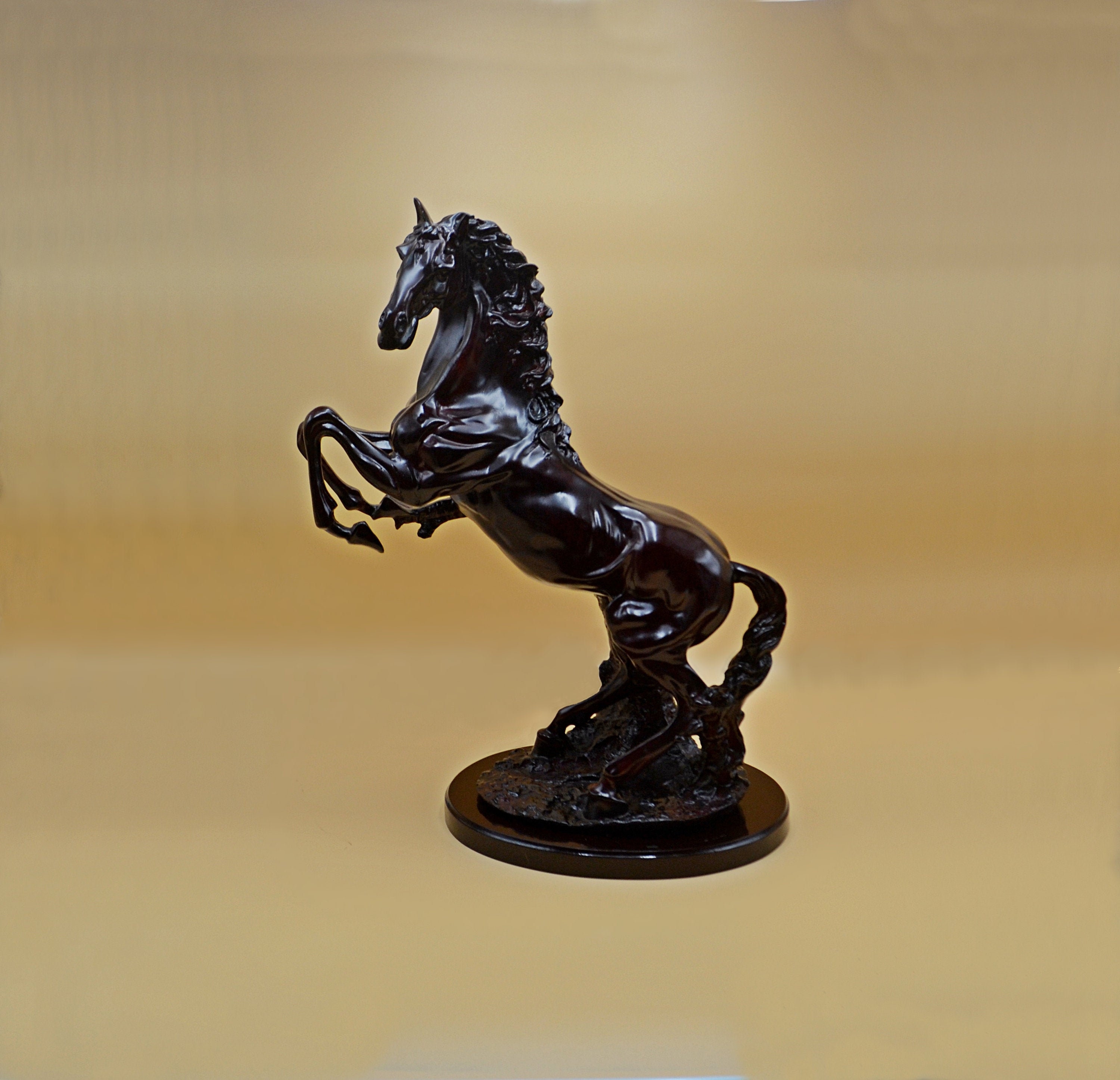 Rearing stallion sculpture hot cast bronze horse collectable for bonsai tree