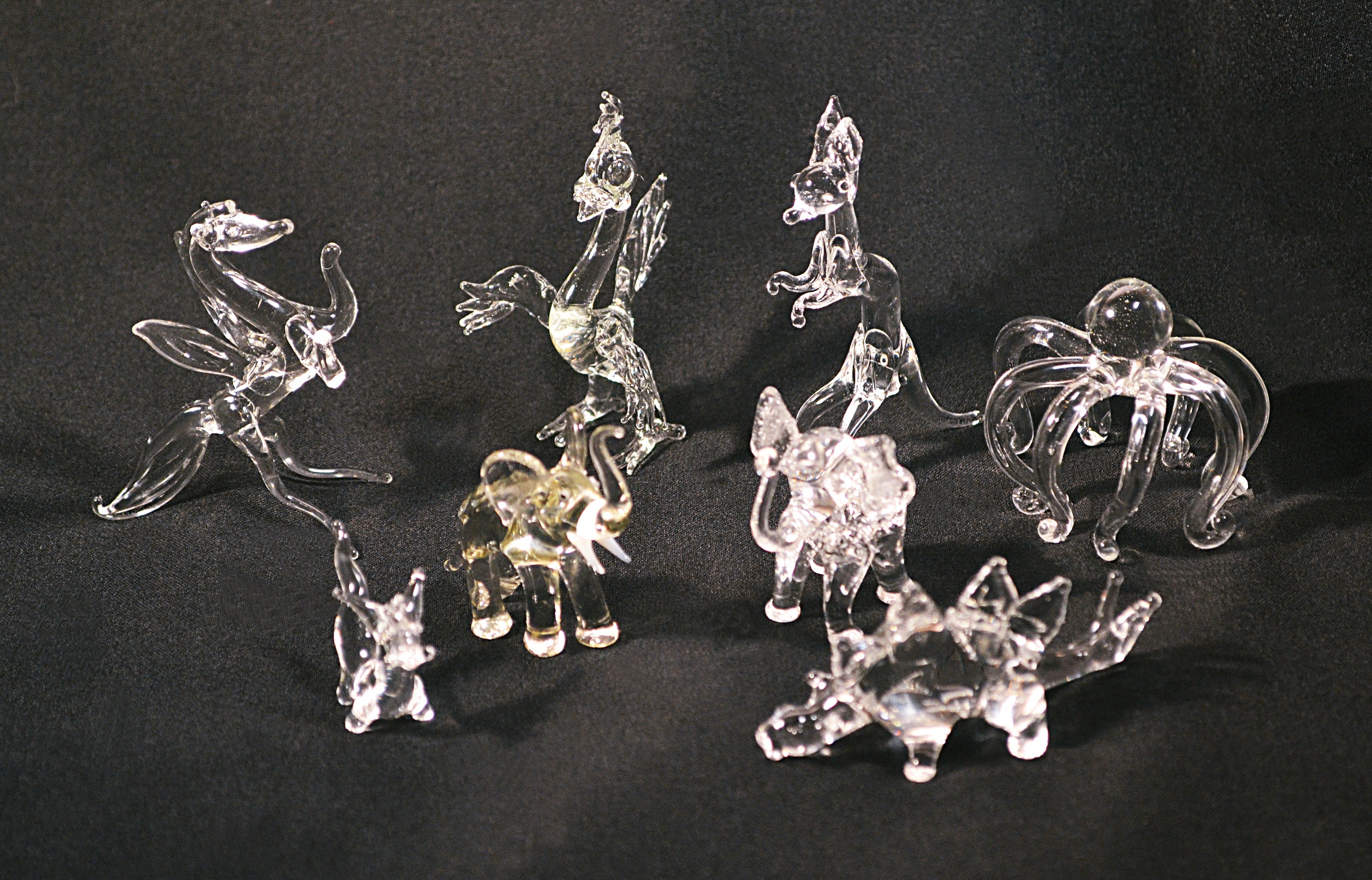 FREE SHIPPING Glass Figurines, Vintage Clear Glass Miniature Animals