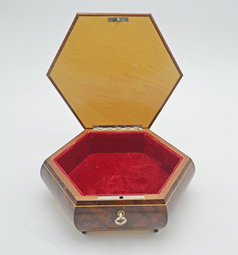 Lacquer Wood Jewelry Box Hexagon Shape Box With Key Etsy Canada