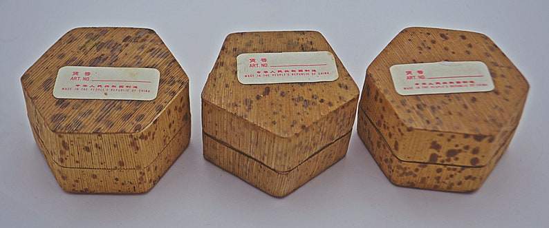 Lined Trinket Box Vintage Bamboo Ring Boxes