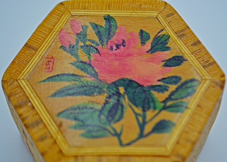 Lined Trinket Box Vintage Bamboo Ring Boxes