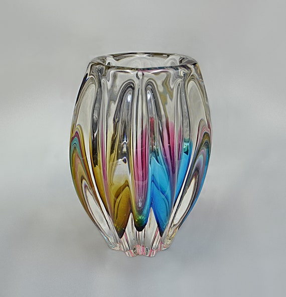 Murano Italy Glass Vase, Blown Art Glass