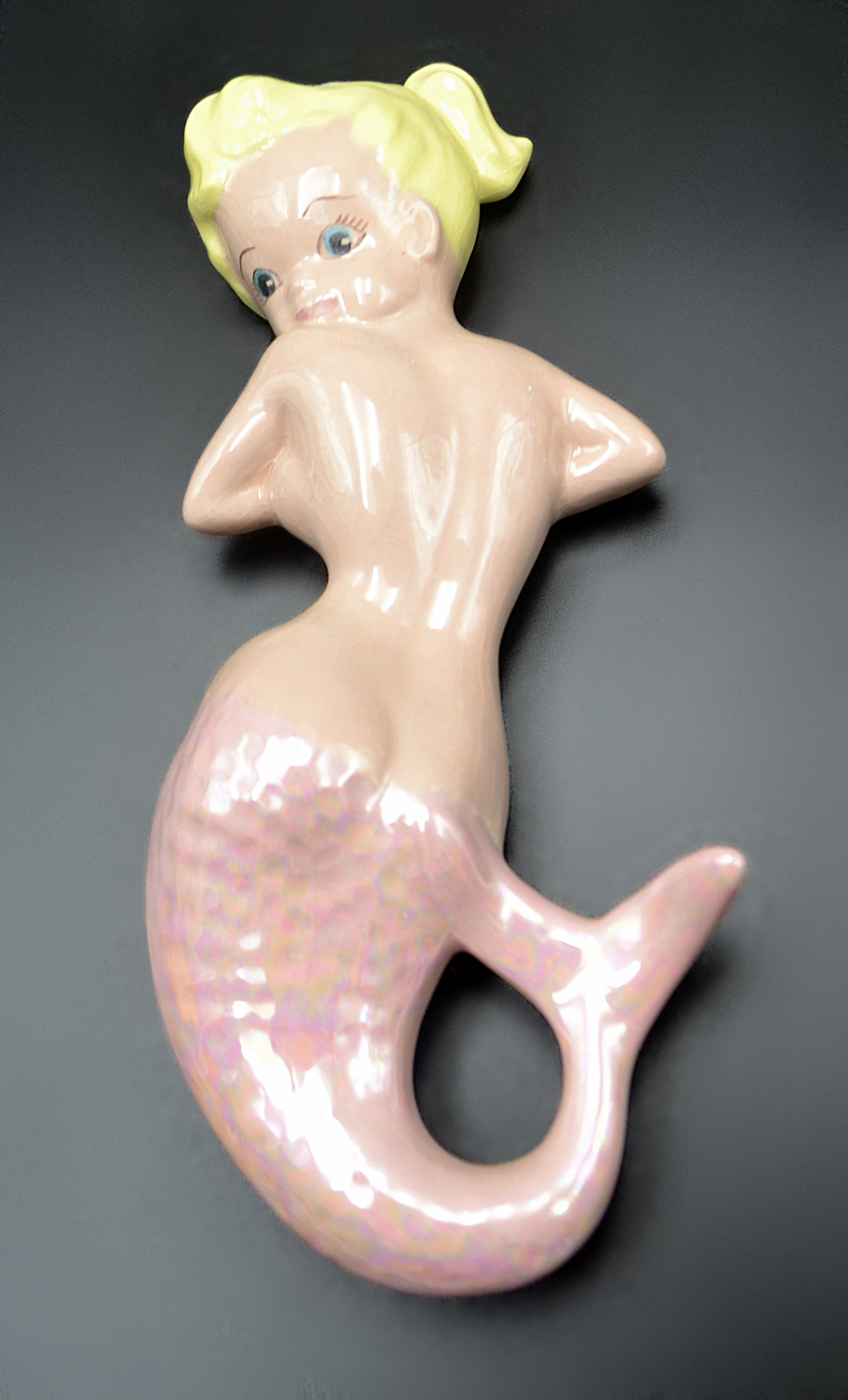 Mermaid Wall Plaques, Pink Luster Bathroom Decor