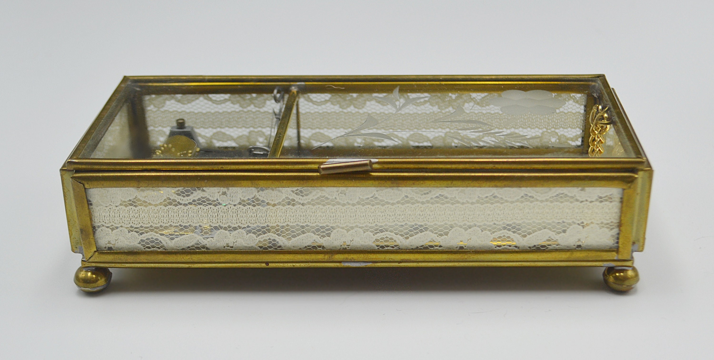 Reuge Glass Music Box Glass and Brass Ave Maria Gounod Etsy