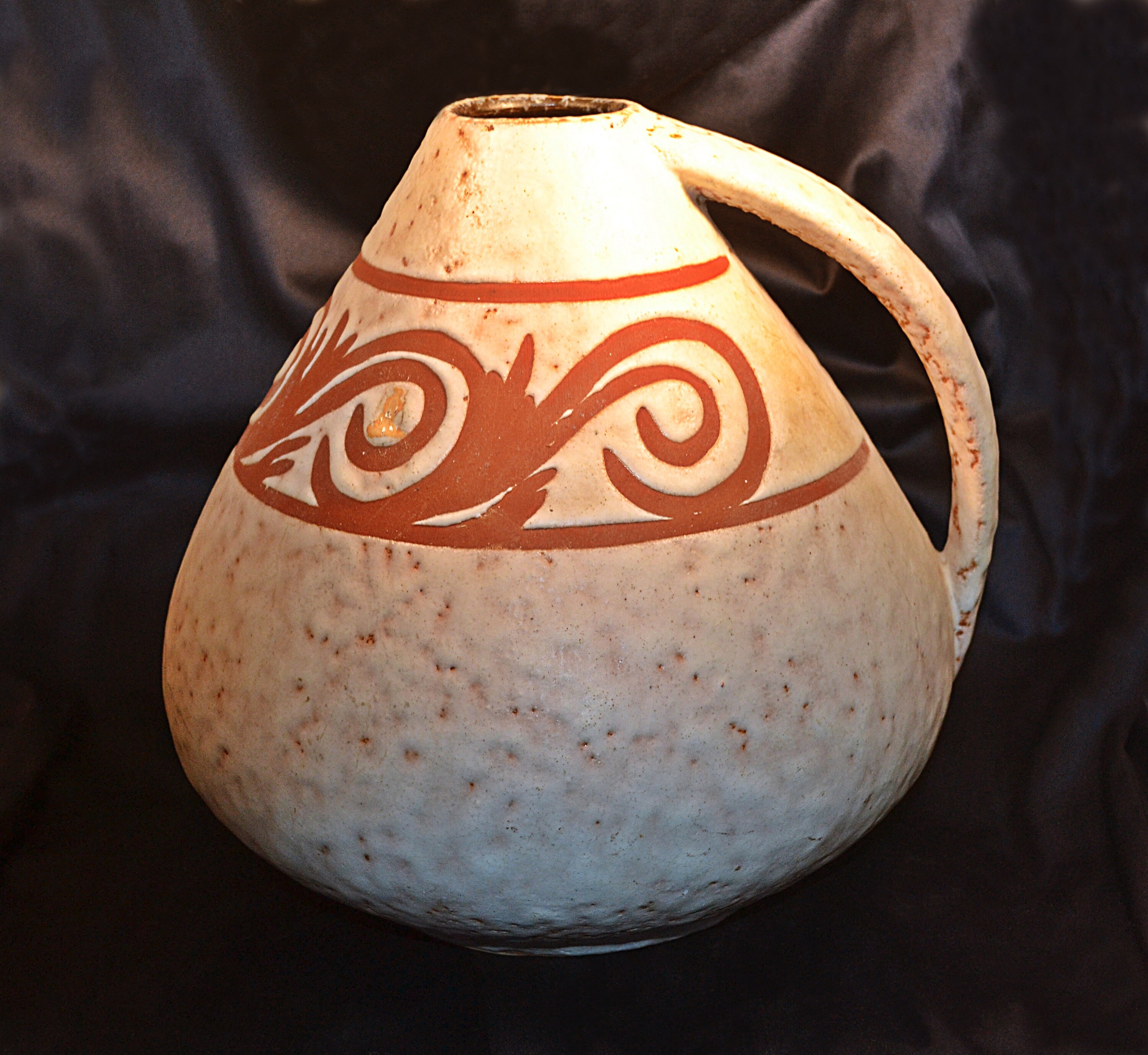West German Pottery Vase Large Pottery Pitcher Vintage Pottery