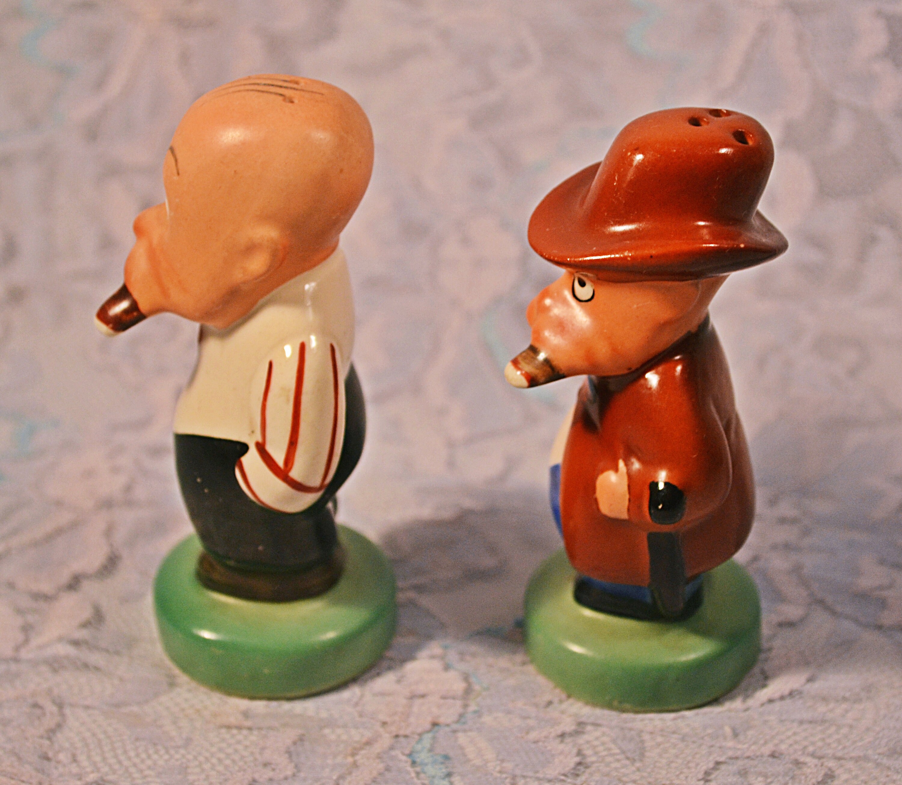 Silent Sam Adamson Salt And Pepper Shakers, 1950's Character Shakers