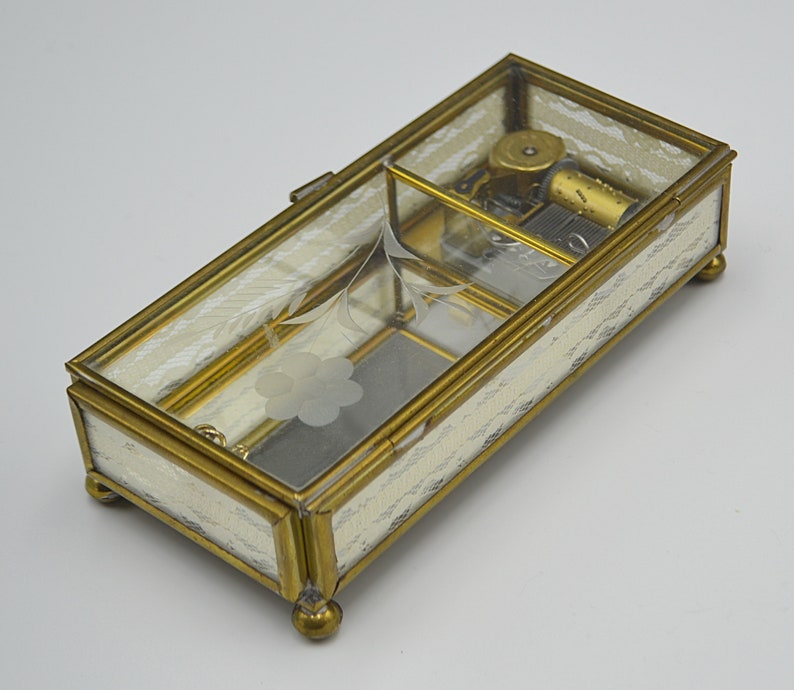 Reuge Glass Music Box Glass and Brass Ave Maria Gounod Etsy