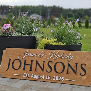 Personalized Wedding Gift, Last Name Established Sign, Family Name Sign