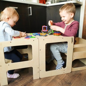Transformable Baltic Birch Kitchen Tower: Toddler Learning Table