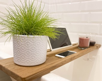 Solid Oak Wood Bath Caddy, Bathtub Tray