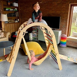 Transformable climbing triangle and arch, Montessori climber, Indoor playground, Rainbow climber, Triangle and arch set