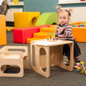 Set sedie cubo Montessori, set sedia e tavolo cubo, tavolo cubo Montessori, mobili Montessori immagine 4