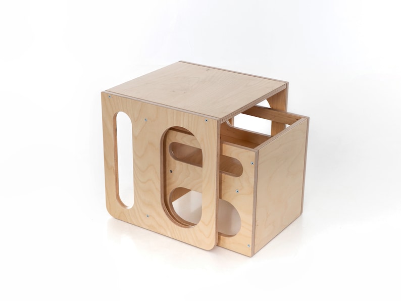 Set sedie cubo Montessori, set sedia e tavolo cubo, tavolo cubo Montessori, mobili Montessori immagine 6