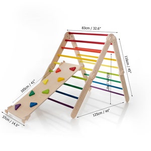 Color arco iris Triángulo de escalada transformable, Triángulo de escalada ajustable, Escalador arco iris, escalador de escaleras imagen 5