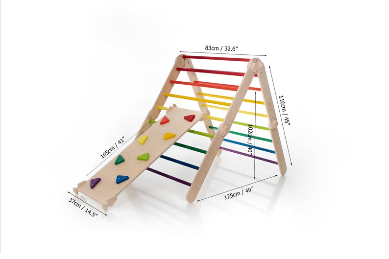 Rainbow color Transformable climbing triangle, Adjustable climbing triangle, Rainbow climber, ladder climber image 5