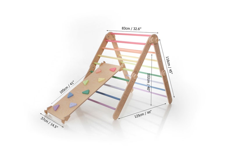 Pastel rainbow color Transformable climbing triangle, Adjustable climbing triangle, Rainbow climber, ladder climber image 5