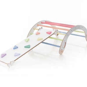 Pastel Rainbow Climbing Arch & Triangle Set: Transformable Rocker