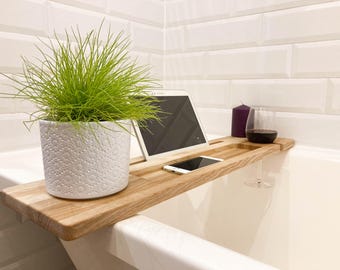 Support de baignoire en chêne ou en frêne : plateau de baignoire