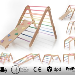 Pastel rainbow color Transformable climbing triangle, Adjustable climbing triangle, Rainbow climber, ladder climber image 1