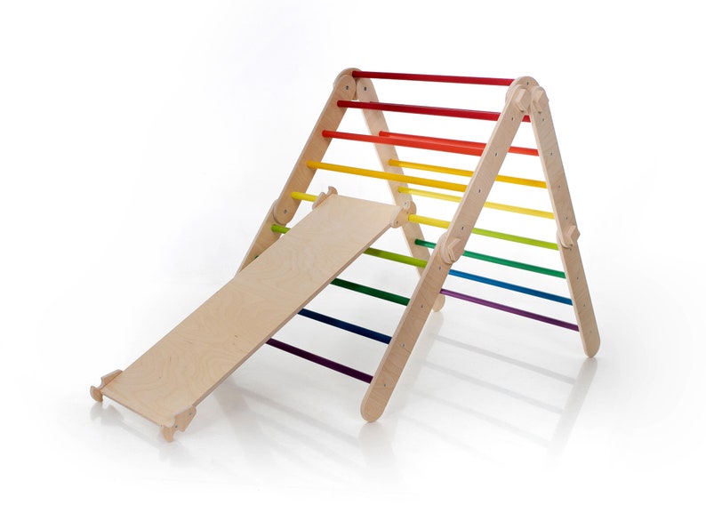 Color arco iris Triángulo de escalada transformable, Triángulo de escalada ajustable, Escalador arco iris, escalador de escaleras imagen 7