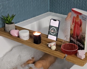 Support de baignoire en chêne massif : plateau de baignoire relaxant