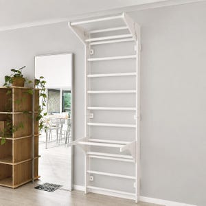 Houten Zweedse ladder met optrekstang, stangen, 200 kg getest