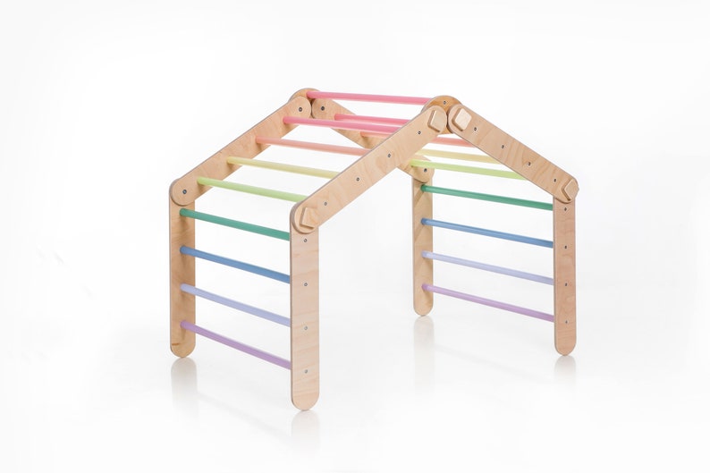 Pastel rainbow color Transformable climbing triangle, Adjustable climbing triangle, Rainbow climber, ladder climber Triangle only