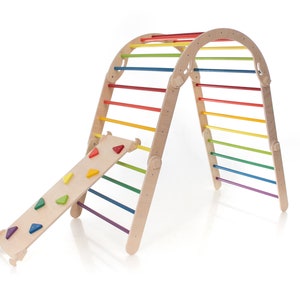 Color arco iris Triángulo de escalada transformable, Triángulo de escalada ajustable, Escalador arco iris, escalador de escaleras imagen 4