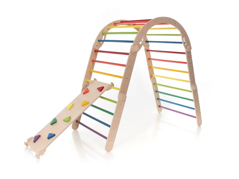 Color arco iris Triángulo de escalada transformable, Triángulo de escalada ajustable, Escalador arco iris, escalador de escaleras imagen 4